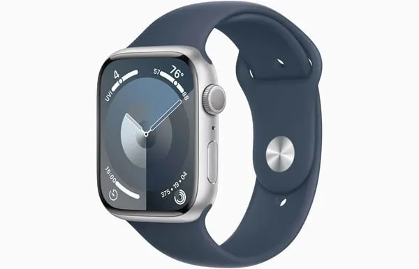 Apple Watch Series 9 GPS 45mm - Silver Aluminium Case with Storm Blue Sport Band - M/L